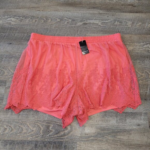 NWT TORRID | 5 Inch Pull-On Stretch Mesh Mid-Rise Short Embroidered | Sz. 2X - Picture 5 of 9